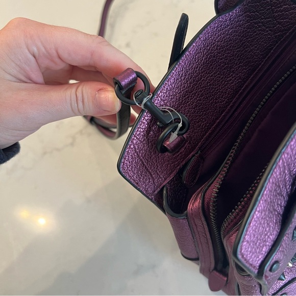 Coach Metallic Plum Star-Studded Mercer Satchel - Picture 5 of 12